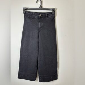 H&M High Waisted Culotte Wide Leg Cropped Jeans Black Size 4